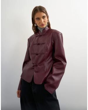 TOPSHOP Faux Leather frogging Fastening Blazer - Purple