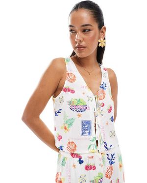 ONLY Tie Front Top Co-Ord - White