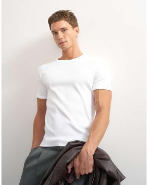 TOPMAN Slim Fit Rib T-shirt - White