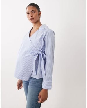Mama.licious Mamalicious Maternity 2 Function Tie Side Shirt - Blue