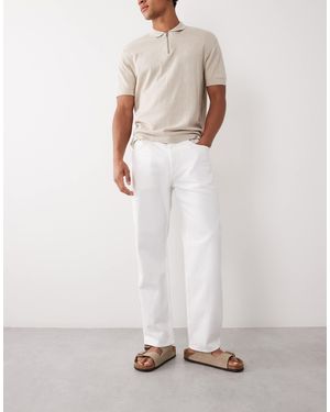 Mango 100% Cotton Straight Leg Jeans - White