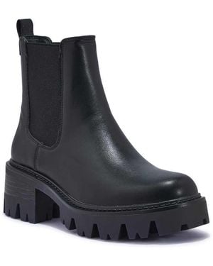 SEQWL Chelsea Ankle Boots With Chunky Block Heel Cleated Sole - Black