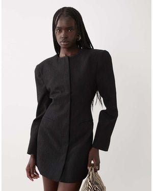 ASOS Cinch Blazer Mini Dress With Rounded Shoulder - Black