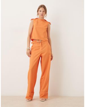 Sister Jane Heart Belt High Waisted Pants - Orange