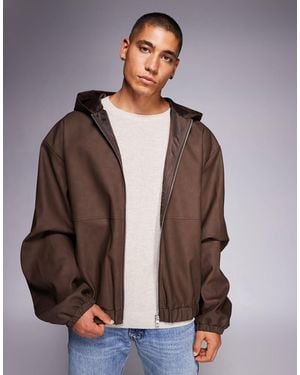 ASOS Zip Through Faux Leather Jacket - Brown