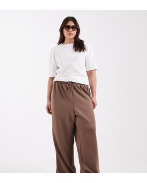 Pieces Plus Pieces Curve Wide Leg Trousers With Side Stripe - Grey