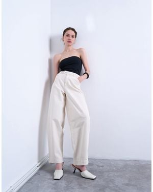 TOPSHOP Smart Barrel Leg Trouser - White