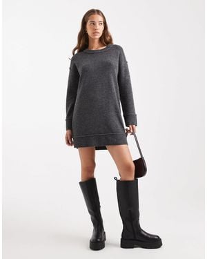 ONLY Drop Shoulder Knitted Mini Dress - Gray