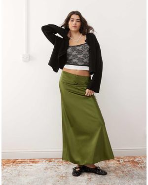 Miss Selfridge Satin Maxi Skirt - Green