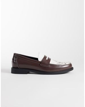ASOS Mocassini College Marrone E Crema Con Grafica Stile Western - Multicolore