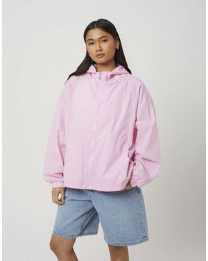 Brave Soul Crinkle Windbreaker Jacket With Bungee Hem - Purple