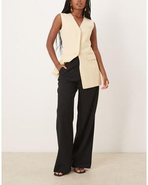 Mango Straight Pleat Front Tailored Trouser - Natural