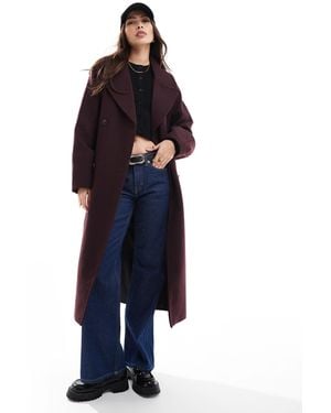 Pull&Bear Long Tailo Wool Mix Oversized Coat - Blue