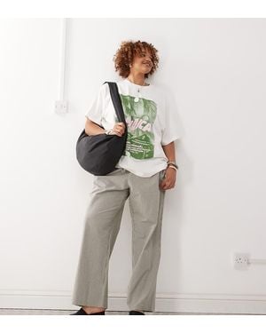 Noisy May Tie Front Wide Leg Trousers - Natural