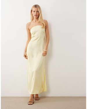 Pieces Bandeau Maxi Satin Dress - Natural