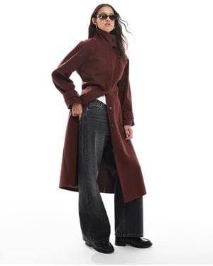 ASOS Funnel Neck Longline Formal Trench Coat - Red