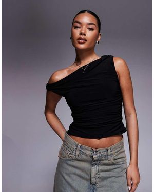 Missy Empire Double Layered Slinky Off Shoulder Top - Black