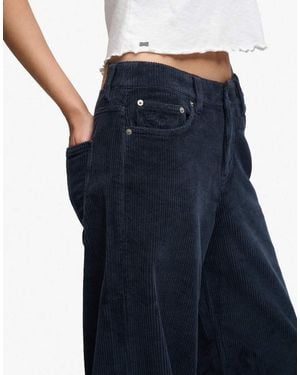 Superdry Mid Rise Baggy Jumbo Cord Trousers - Blue