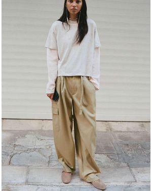 Pull&Bear Pantaloni Cargo Con Cintura Color Cammello - Grigio