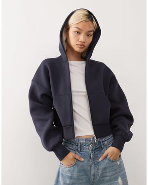 Weekday Oversized Boxy Fit Zip Through Hoodie - Blue