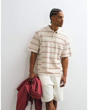 Weekday Boxy Fit Polo T-Shirt With Seam Detail - Red