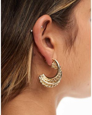 ASOS Orecchini A Bottone Con Filo Testurizzato - Marrone