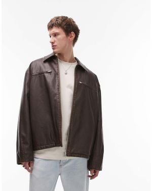 TOPMAN – jacke aus kunstleder - Braun