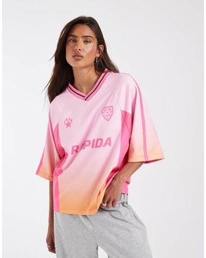 ASOS Oversized V Neck Football T-shirt - Pink