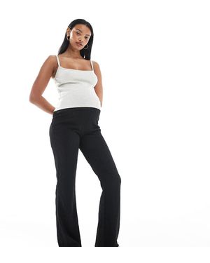 Mama.licious Mamalicious Maternity Jacquard Textured Stretchy Flare Trousers - Black