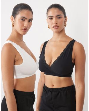 Mama.licious Mamalicious Maternity 2-pack Nursing Sleep Bra With Lace Trim - White