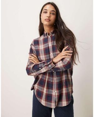 GANT Relaxed Fit Flannel Checked Shirt - Brown