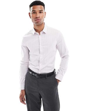 ASOS Camicia Skinny Fit Lilla A Righe - Bianco