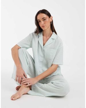 Daisy Street Gestreepte Pyjamaset Met Overhemd En Bijpassende Broek - Meerkleurig