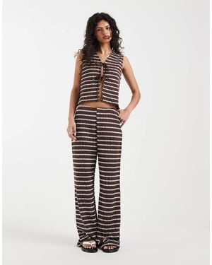 ONLY Knit Wide Leg Pants - Brown