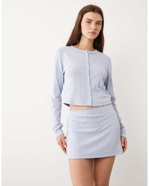 ASOS Pointelle Mini Skirt With Lace Trim - Blue