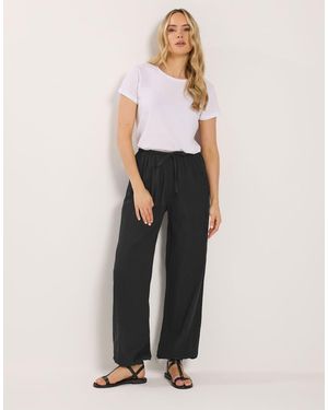 Long Tall Sally Gathered Hem Textured Trousers - White