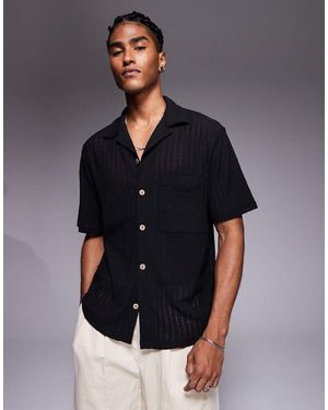 River Island Revere Collar Textured Shirt - Grey