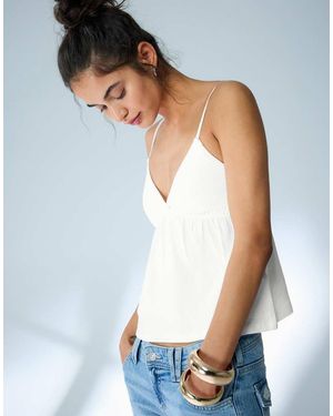 Bershka Ruffle Strap Top - Blue
