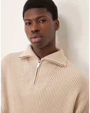 SELECTED Half Zip Jumper - Natural
