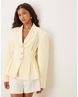 ASOS Linen Blend Cinch Waist Blazer - Natural