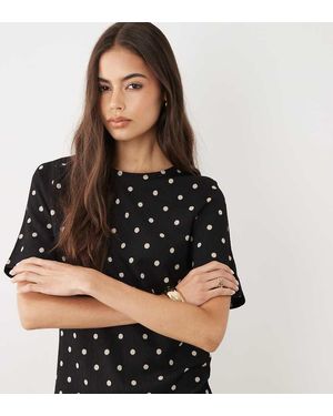 JDY Tall Top Asimmetrico A Pois - Nero