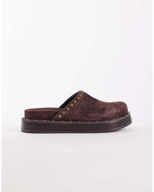 ASOS Marvel Premium Suede Studded Footbed Mules - Brown