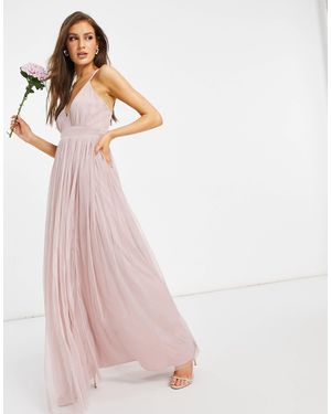 ANAYA With Love Bridesmaid Tulle Plunge Front Maxi Dress - Pink