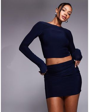 Missy Empire Double Sculpted Slinky Bodycon Mini Skirt Co-ord - Blue