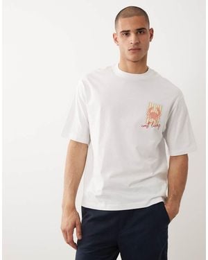 SELECTED Relaxed Fit T-Shirt With Small Crab Stamp Print - White