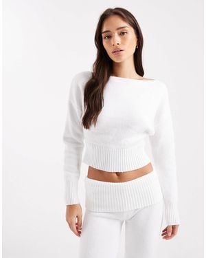 Cotton On Pull court en maille à épaules dénudées - lait - Blanc