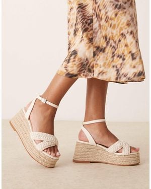 Glamorous Espadilles Platform Heeled Sandals - Natural