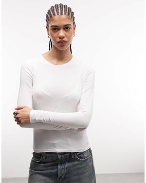 Weekday Slim Fit Long Sleeve T-shirt - White
