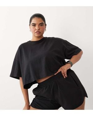 4505 Curve Icon Heavyweight Cotton Cropped T-shirt With Quick Dry Finish - Black