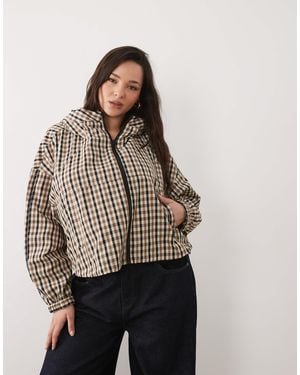 ASOS Asos Design Curve Hooded Bubble Hem Bomber Jacket - Natural